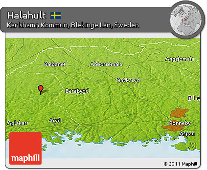 Physical Panoramic Map of Halahult