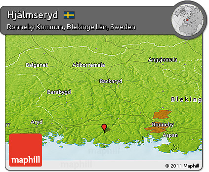 Physical Panoramic Map of Hjälmseryd