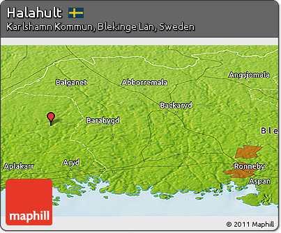 Physical Panoramic Map of Halahult
