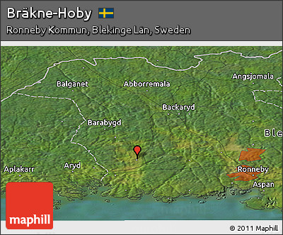 Satellite Panoramic Map of Bräkne-Hoby