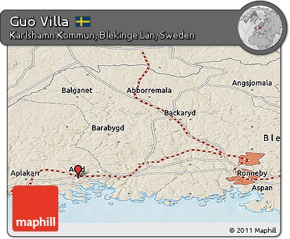 Shaded Relief Panoramic Map of Guö Villa