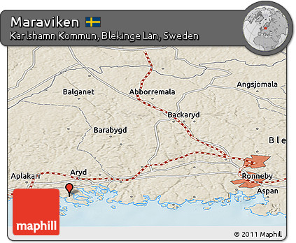 Shaded Relief Panoramic Map of Maraviken