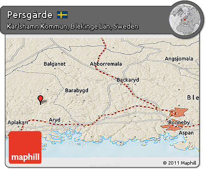Shaded Relief Panoramic Map of Persgärde
