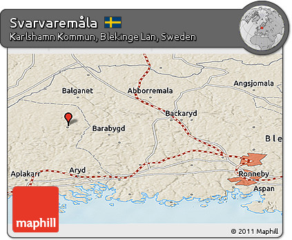 Shaded Relief Panoramic Map of Svarvaremåla