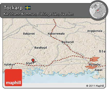 Shaded Relief Panoramic Map of Tockarp