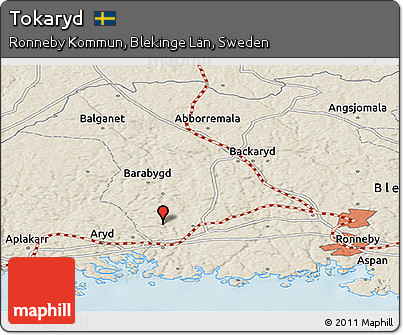 Shaded Relief Panoramic Map of Tokaryd