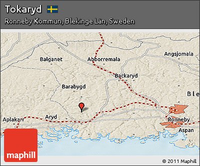 Shaded Relief Panoramic Map of Tokaryd