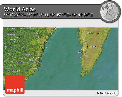 Satellite 3D Map of the Area around 56° 18' 50" N, 16° 13' 30" E