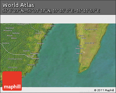 Satellite 3D Map of the Area around 56° 18' 50" N, 16° 13' 30" E