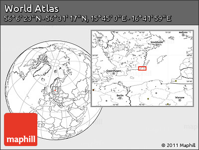 Blank Location Map of the Area around 56° 18' 50" N, 16° 13' 30" E