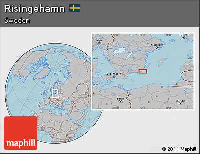 Gray Location Map of Risingehamn, hill shading