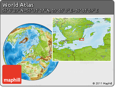 Physical Location Map of the Area around 56° 18' 50" N, 16° 13' 30" E