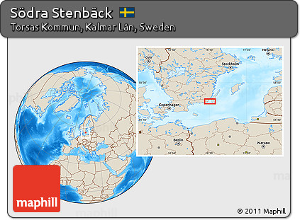 Shaded Relief Location Map of Södra Stenbäck