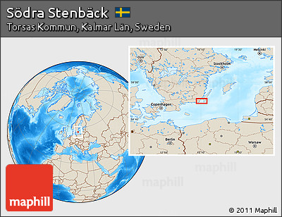 Shaded Relief Location Map of Södra Stenbäck