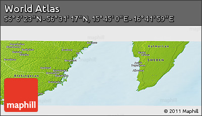Physical Panoramic Map of the Area around 56° 18' 50" N, 16° 13' 30" E