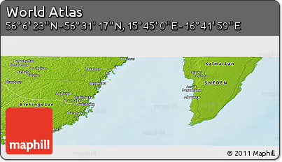 Physical Panoramic Map of the Area around 56° 18' 50" N, 16° 13' 30" E