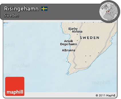 Shaded Relief Panoramic Map of Risingehamn