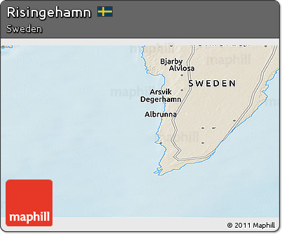 Shaded Relief Panoramic Map of Risingehamn