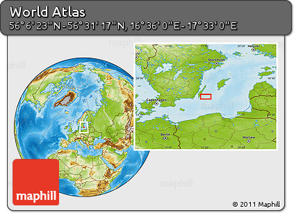 Physical Location Map of the Area around 56° 18' 50" N, 17° 4' 30" E