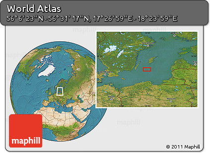 Satellite Location Map of the Area around 56° 18' 50" N, 17° 55' 29" E