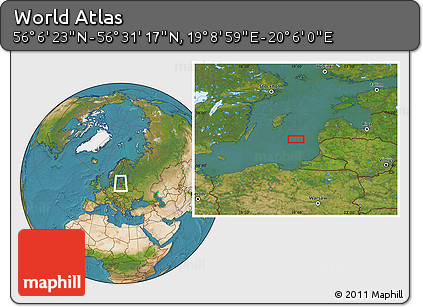 Satellite Location Map of the Area around 56° 18' 50" N, 19° 37' 30" E