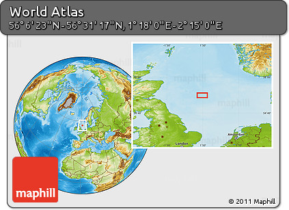 Physical Location Map of the Area around 56° 18' 50" N, 1° 46' 29" E