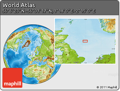 Physical Location Map of the Area around 56° 18' 50" N, 1° 46' 29" E