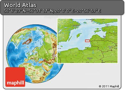 Physical Location Map of the Area around 56° 18' 50" N, 20° 28' 30" E