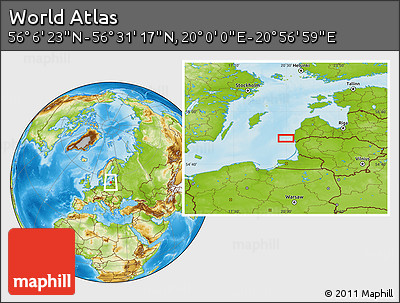 Physical Location Map of the Area around 56° 18' 50" N, 20° 28' 30" E