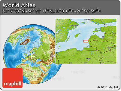Physical Location Map of the Area around 56° 18' 50" N, 20° 28' 30" E