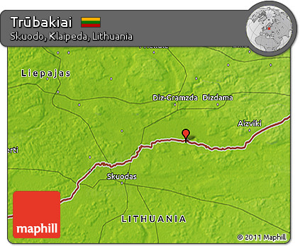 Physical 3D Map of Trūbakiai