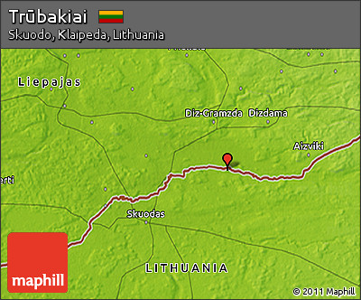 Physical 3D Map of Trūbakiai