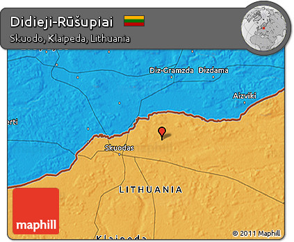 Political 3D Map of Didieji-Rūšupiai