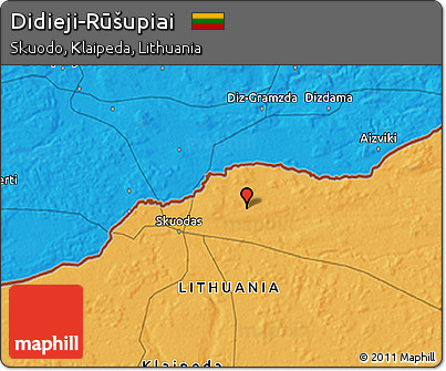 Political 3D Map of Didieji-Rūšupiai