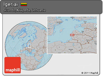 Gray Location Map of Igeriai, hill shading