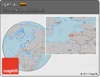Gray Location Map of Igeriai, hill shading