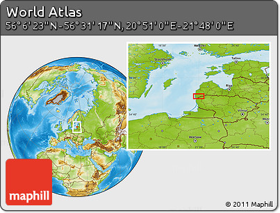 Physical Location Map of the Area around 56° 18' 50" N, 21° 19' 30" E