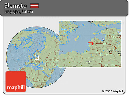 Savanna Style Location Map of Slamste, hill shading