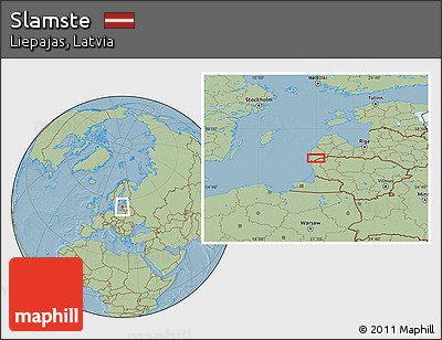 Savanna Style Location Map of Slamste, hill shading