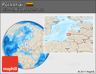 Shaded Relief Location Map of Pūčkoriai