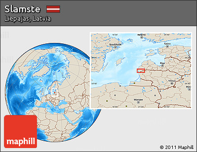 Shaded Relief Location Map of Slamste