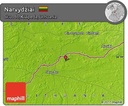 Physical Map of Narvydžiai