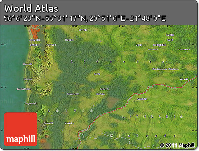 Satellite Map of the Area around 56° 18' 50" N, 21° 19' 30" E