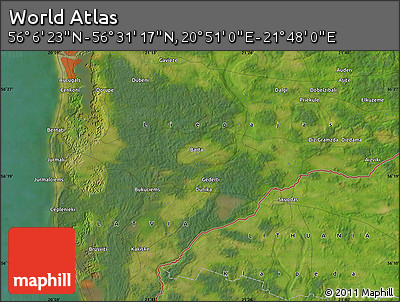 Satellite Map of the Area around 56° 18' 50" N, 21° 19' 30" E
