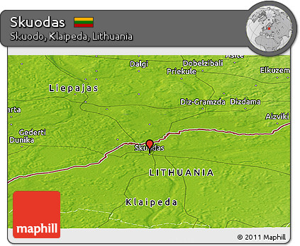 Physical Panoramic Map of Skuodas