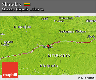 Physical Panoramic Map of Skuodas