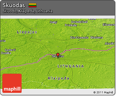 Physical Panoramic Map of Skuodas