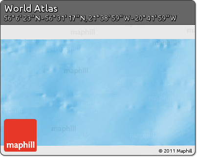 Shaded Relief 3D Map of the Area around 56° 18' 50" N, 21° 10' 29" W