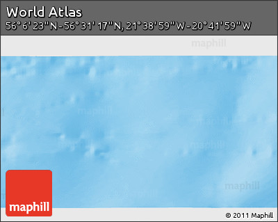 Shaded Relief 3D Map of the Area around 56° 18' 50" N, 21° 10' 29" W