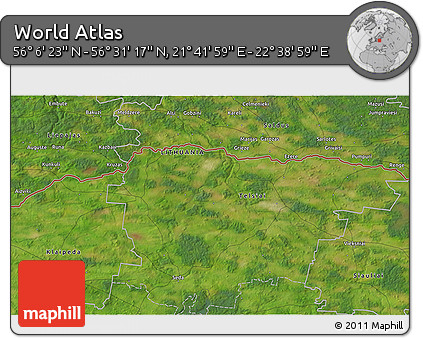 Satellite 3D Map of the Area around 56° 18' 50" N, 22° 10' 29" E